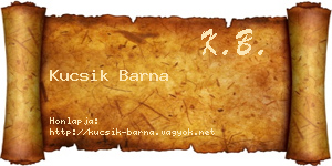 Kucsik Barna névjegykártya